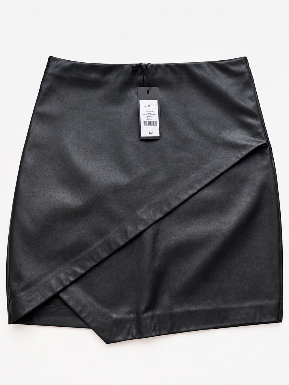 Dynamite Black Asymmetrical Faux Leather Mini Skirt